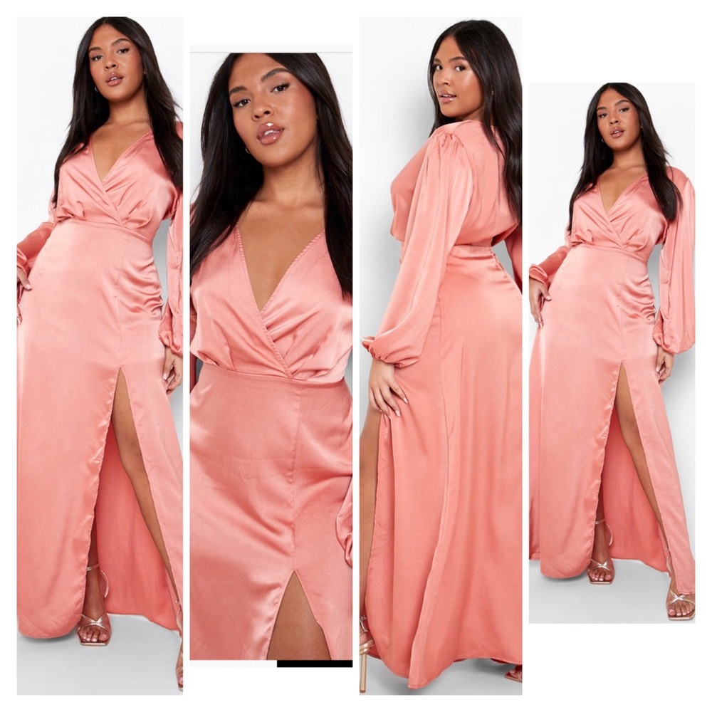 Coral Satin Dress